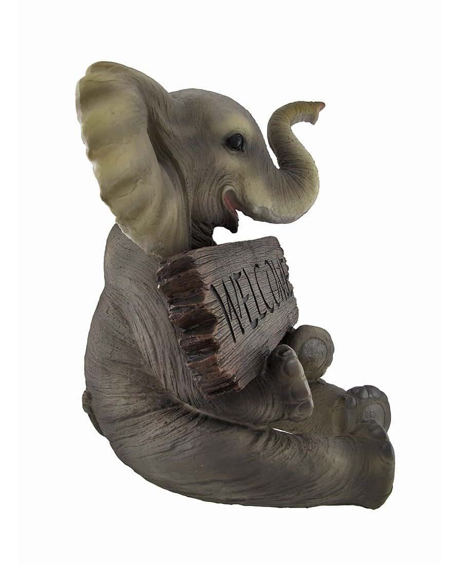 Things2Die4 Pachy Princess Baby Elephant Welcome Sign Resin Statue