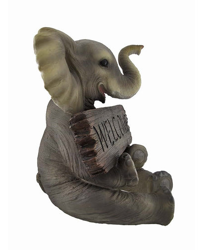 Things2Die4 Pachy Princess Baby Elephant Welcome Sign Resin Statue