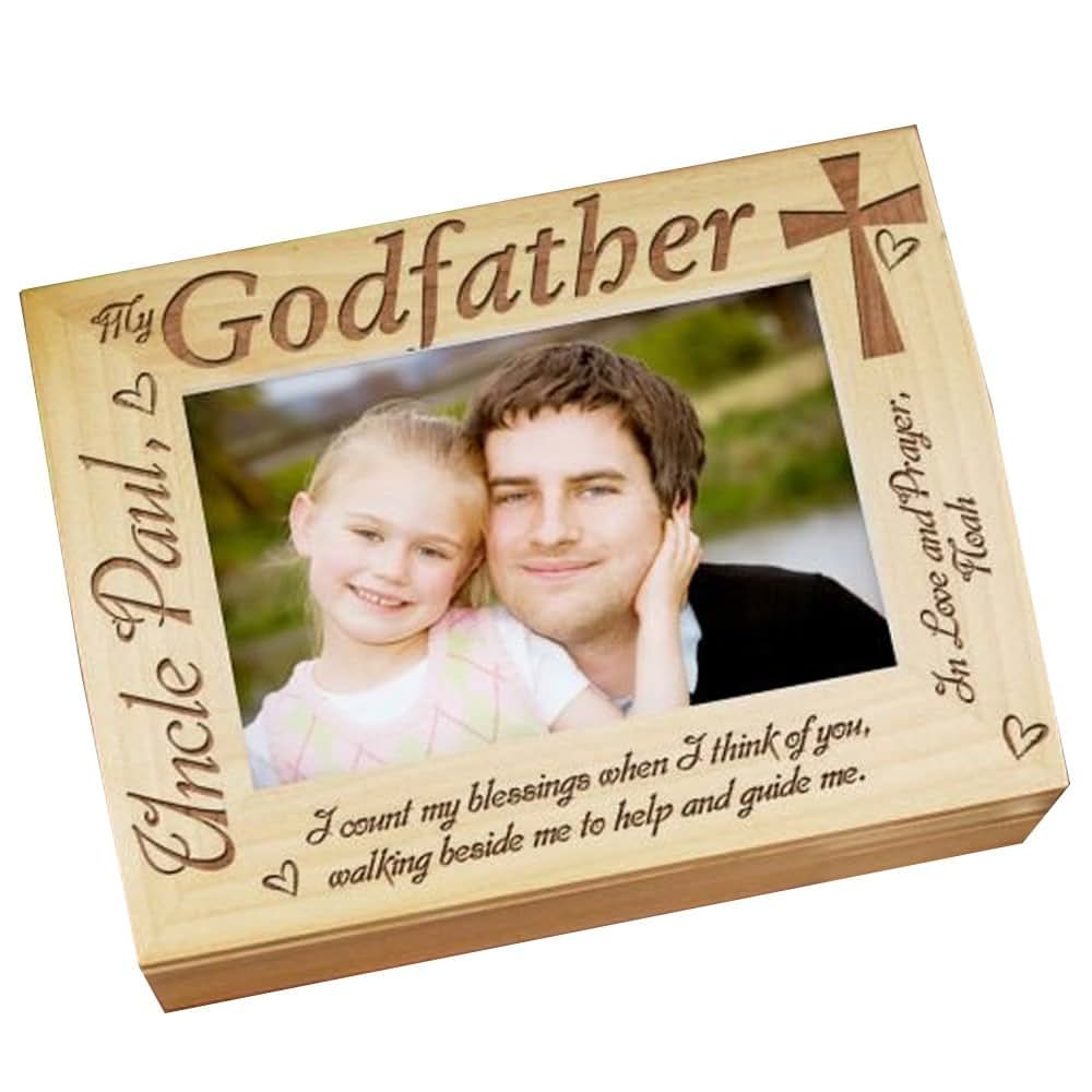 GiftsForYouNow Godparent Personalized Photo Keepsake Box - Oak Wood
