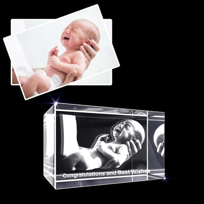 A&B Crystal Collection Newborn Baby - Engraved 3D Photo Gift - Thoughtful Congratulations & Celebration Keepsake (XXL (photo 3)