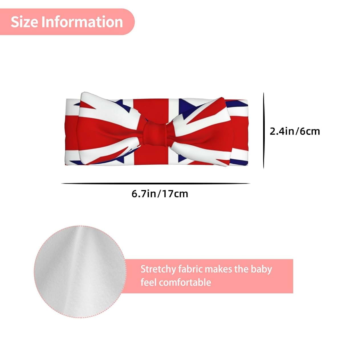 WBQLSL UK Flag Bow Headband For Newborns And Infants (photo 3)