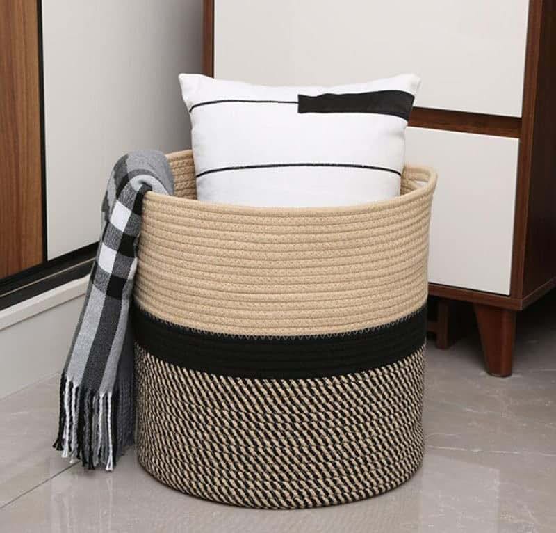 Acdler with Handle Cotton Rope Laundry Basket Woven Storage Basket Nursery Decor Laundry Hamper Toy Storage Organiser