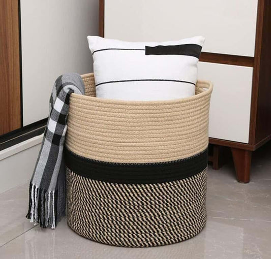 Acdler with Handle Cotton Rope Laundry Basket Woven Storage Basket Nursery Decor Laundry Hamper Toy Storage Organiser