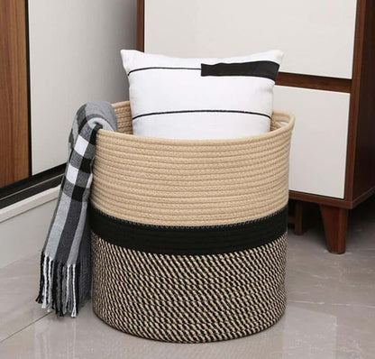 Acdler with Handle Cotton Rope Laundry Basket Woven Storage Basket Nursery Decor Laundry Hamper Toy Storage Organiser