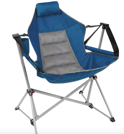 Members Mark Portable Swing Lounger Blue with Drink Holder