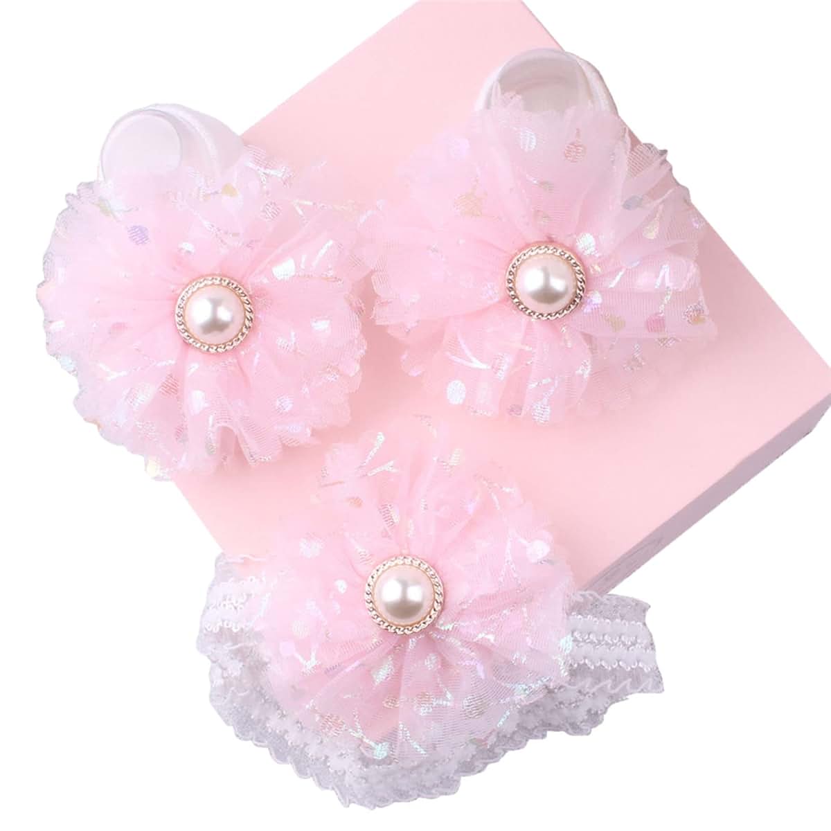 Zkbszn Baby Lace Headband And Floor Socks Set
