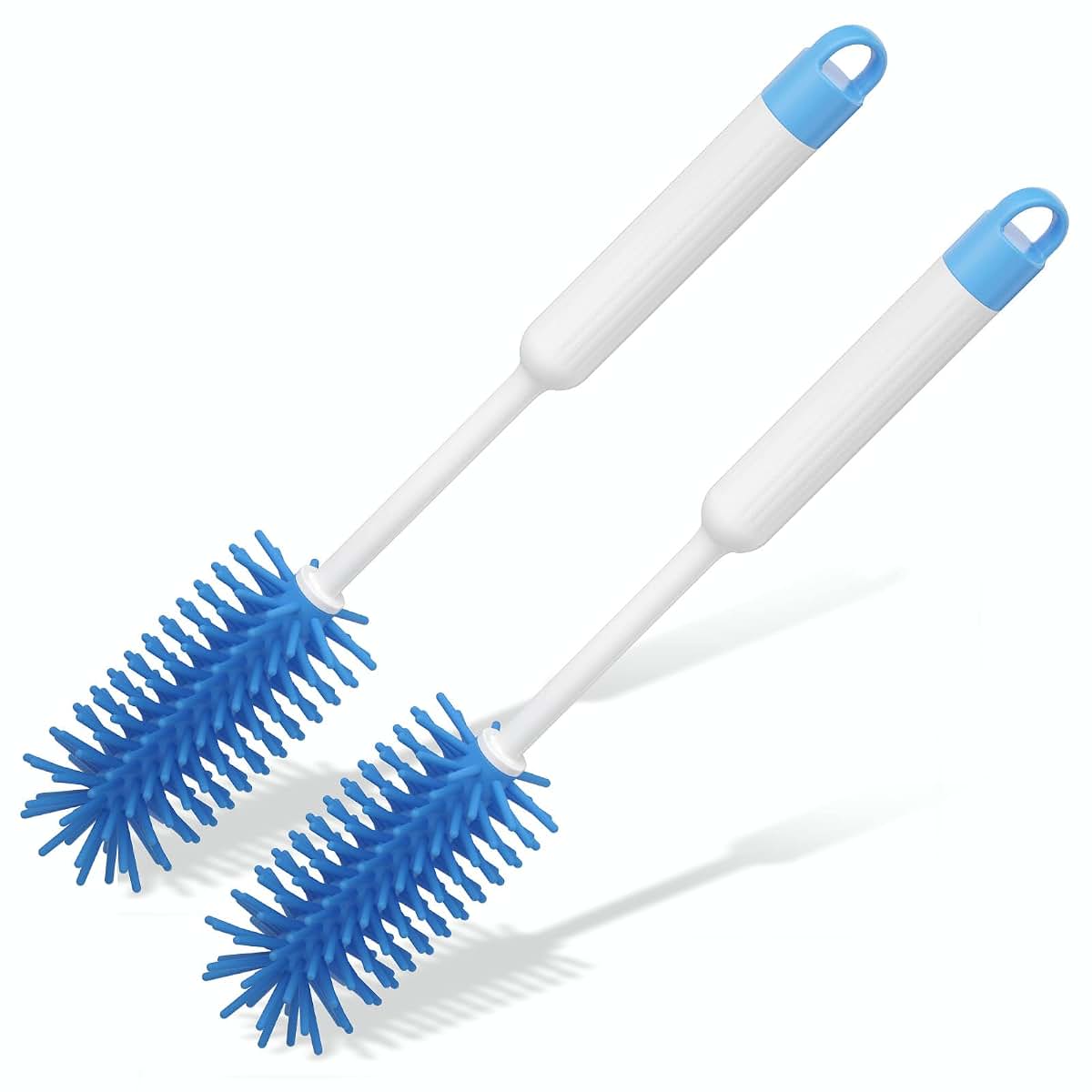LeLuv Cleaning Brush 2-Pack, 13" Silicone Brushes for Cylinders, Light Blue