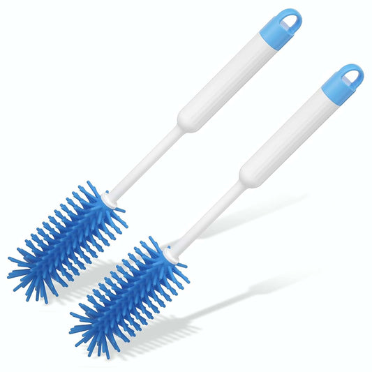 LeLuv Cleaning Brush 2-Pack, 13" Silicone Brushes for Cylinders, Light Blue