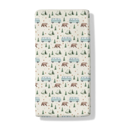 Cstdyfrv Camp Bear Bus Baby Crib Sheets Vintage Wild Bear Hiking Adventure Bedding