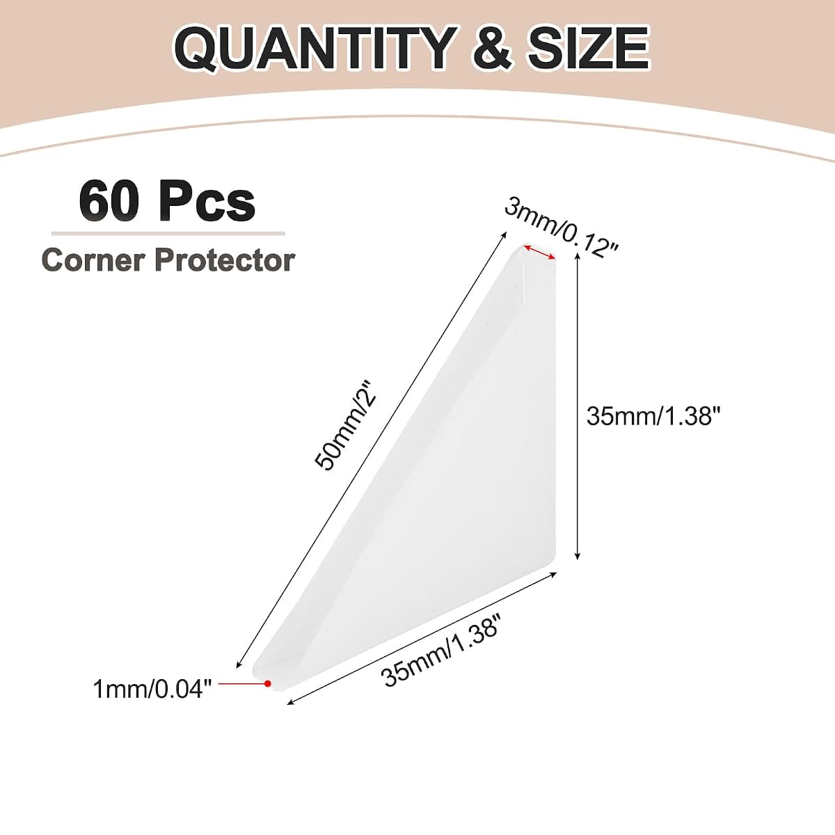 Uxcell Triangle Glass Corner Protectors 60-Pack