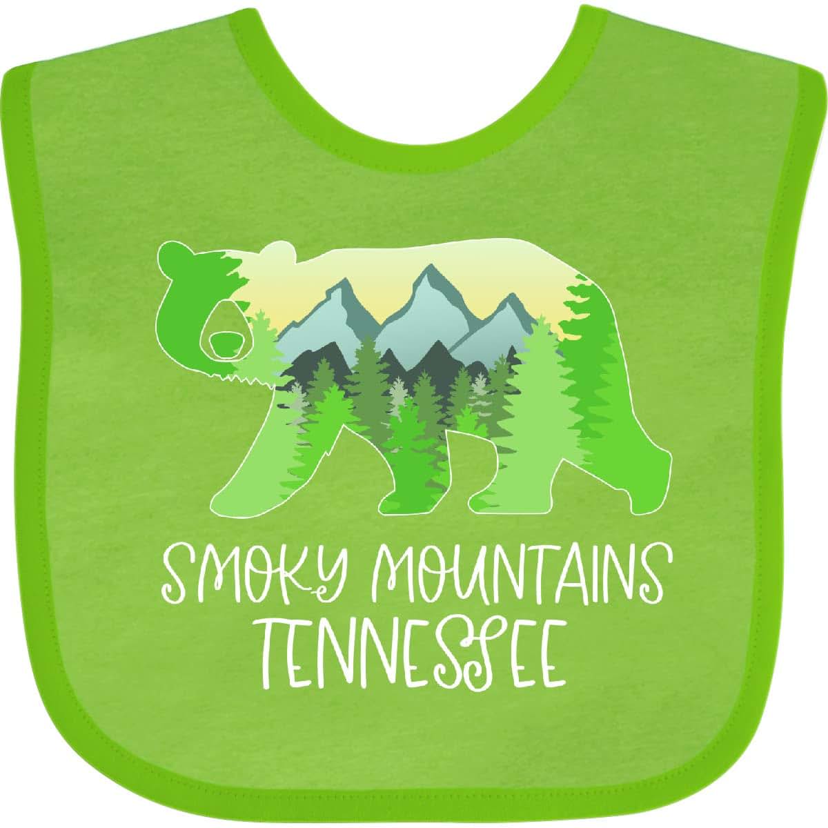 Inktastic Smoky Mountains Tennessee Mountains and Bear Shape Baby Bib