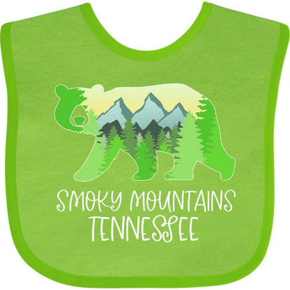 Inktastic Smoky Mountains Tennessee Mountains and Bear Shape Baby Bib