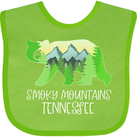 Inktastic Smoky Mountains Tennessee Mountains and Bear Shape Baby Bib