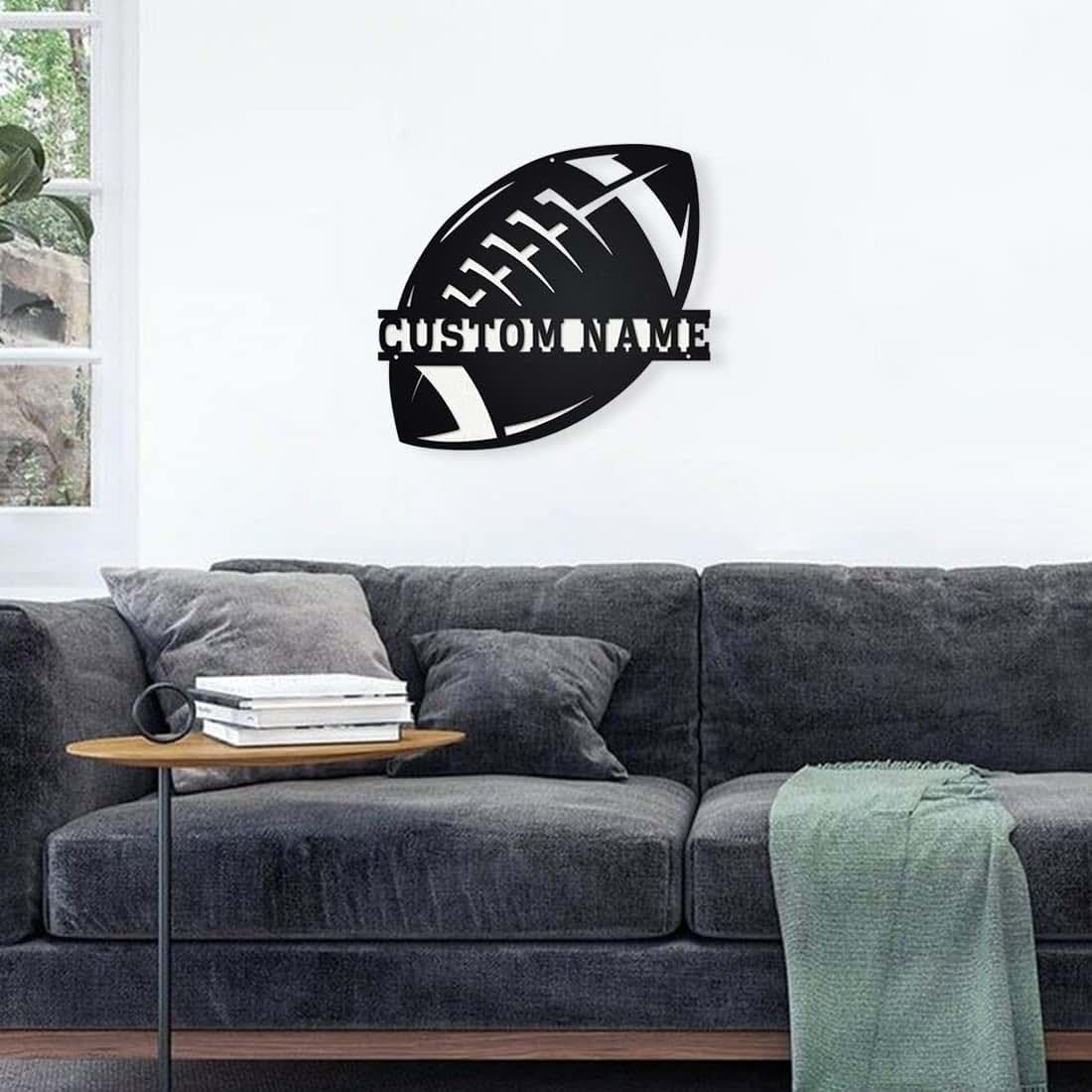 Amabery Personalized Wooden LED Wall Hanging Football Sign (photo 3)