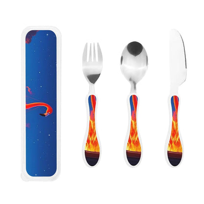 Ddtklsnv 3-Piece Kids Silverware Set With Storage Case Boats And Flamingos