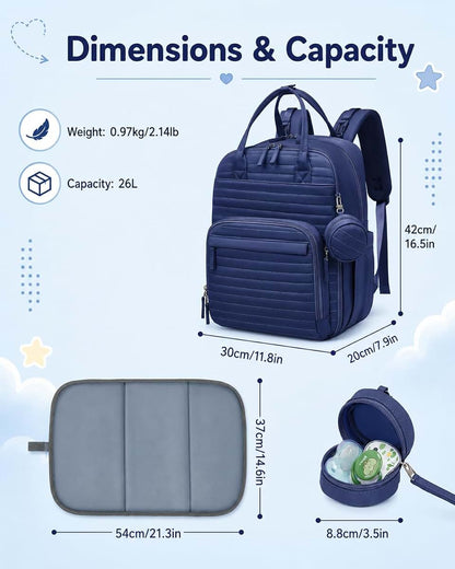 Siam Choice Water Resistant Unisex Diaper Bag Backpack with Changing Pad (photo 2)
