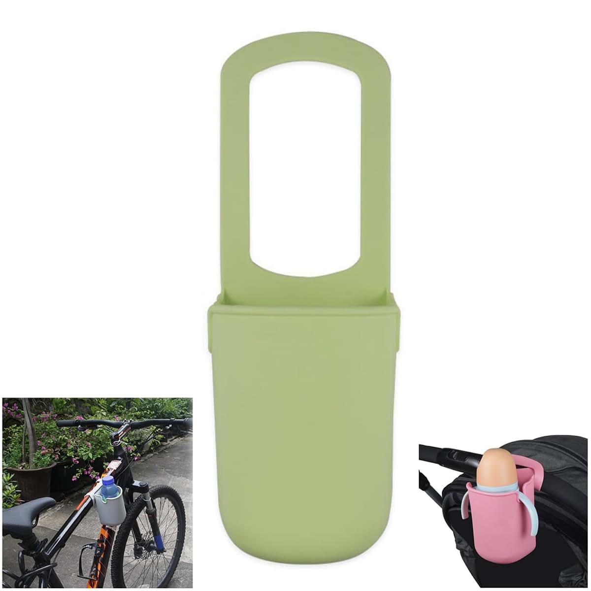 Nocessary Silicone Stroller Cup Holder, Universal Adjustable Drink Holder, Green