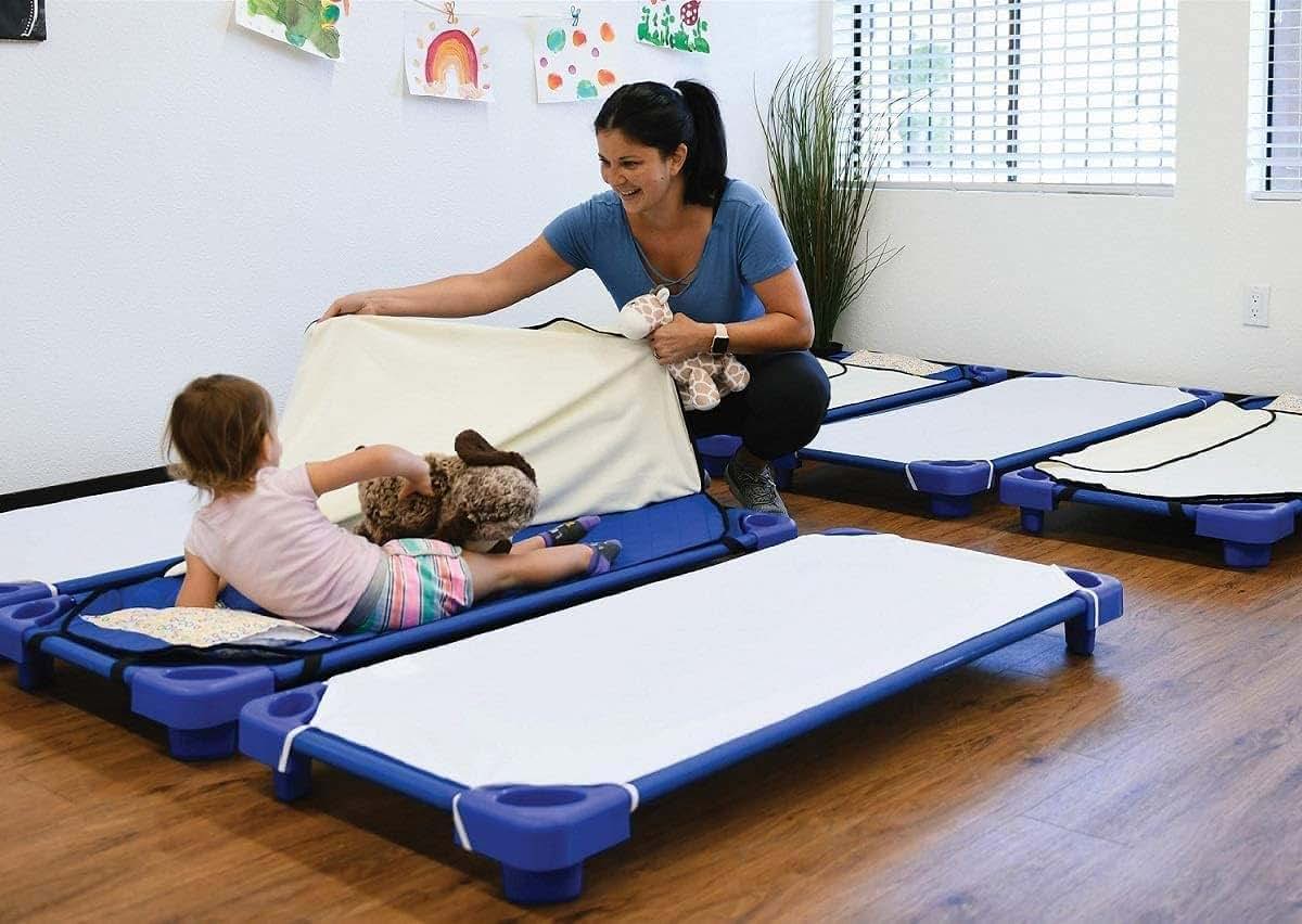 Estar Bedding Preschool Cot Sheets Toddler Daycare/Pre-School Cot Sheet Corner Elastic Loops Cot Bed Fitted (photo 4)