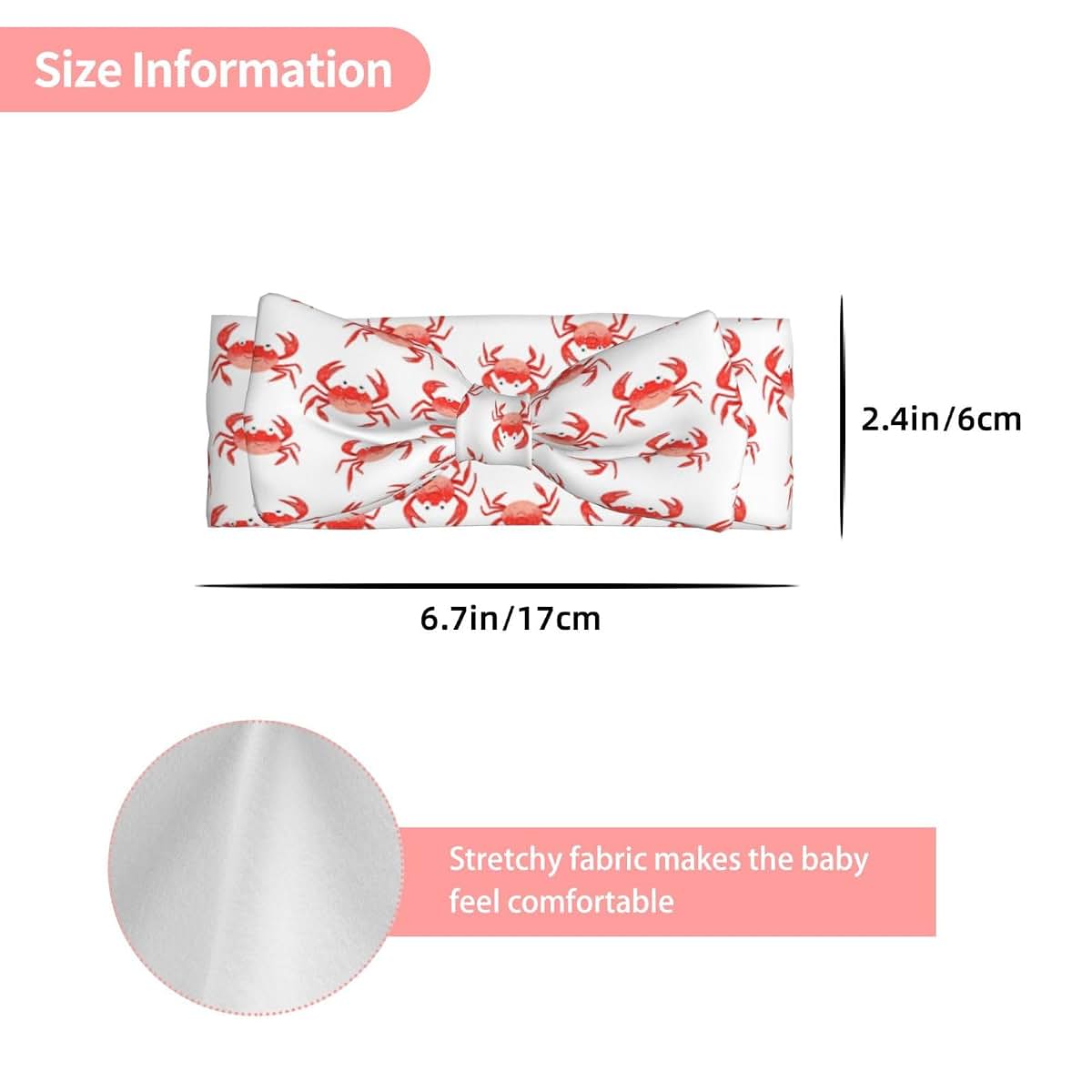 Cute Crab Red Print Bow Headbands for Baby Girls