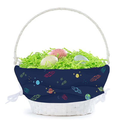 Personalized Planet Space Theme Personalized Easter Egg Basket with Handle and Custom Name | Spaceship Easter Basket (photo 4)