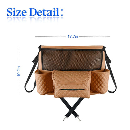 zipelo Car Handbag Holder Between Seats, PU Leather Multi-Pocket Organizer, Brown