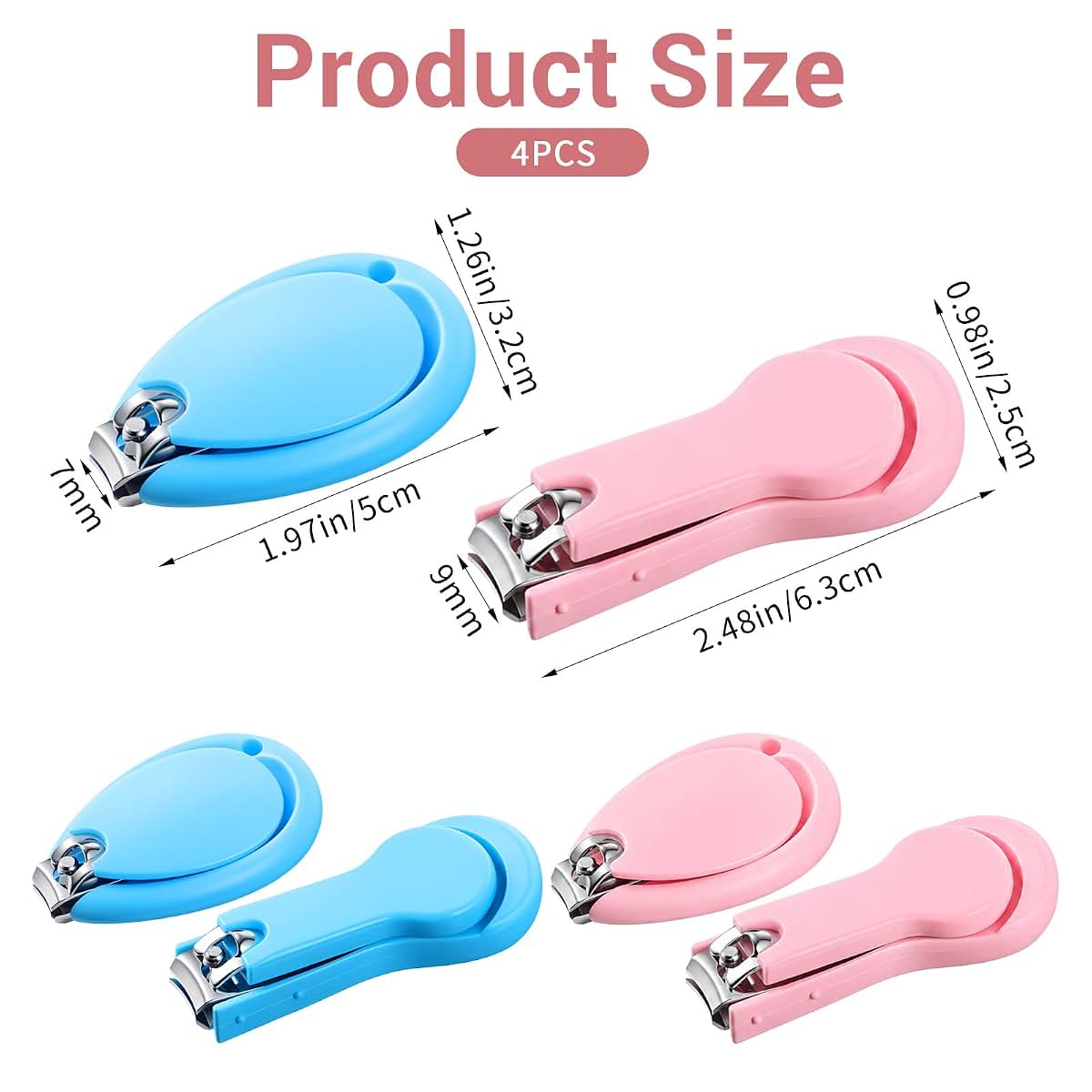 Ocapind 4Pcs Baby Nail Clippers, Nail Trimmer Fingernail and Toenail Cutter (photo 3)