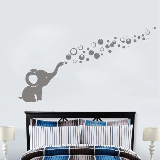 YOYOYU Art Home Decor Elephant Blowing Bubbles Gray Wall Decal