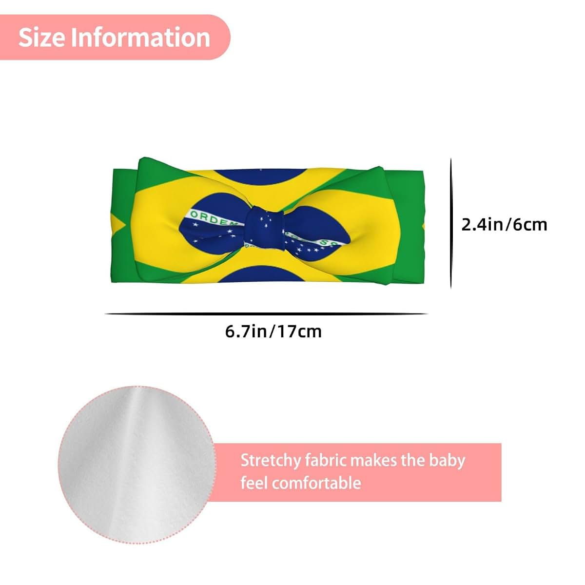 FoRes Brazilian Flag Baby Bow Headband For Newborn (photo 3)