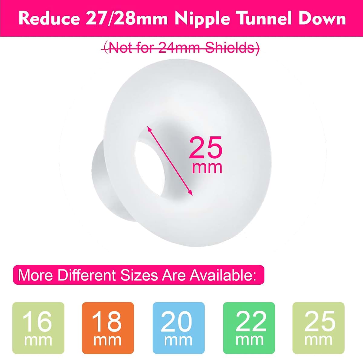 LOZAEVE 25mm Silicone Flange Inserts for Spectra Medela Momcozy Elvie, 2 Pack