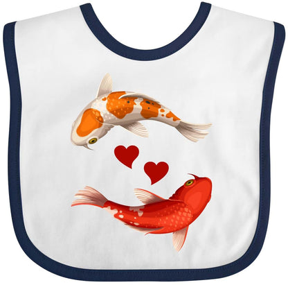 Inktastic Koi Carp Fish Japanese Baby Bib With Hearts