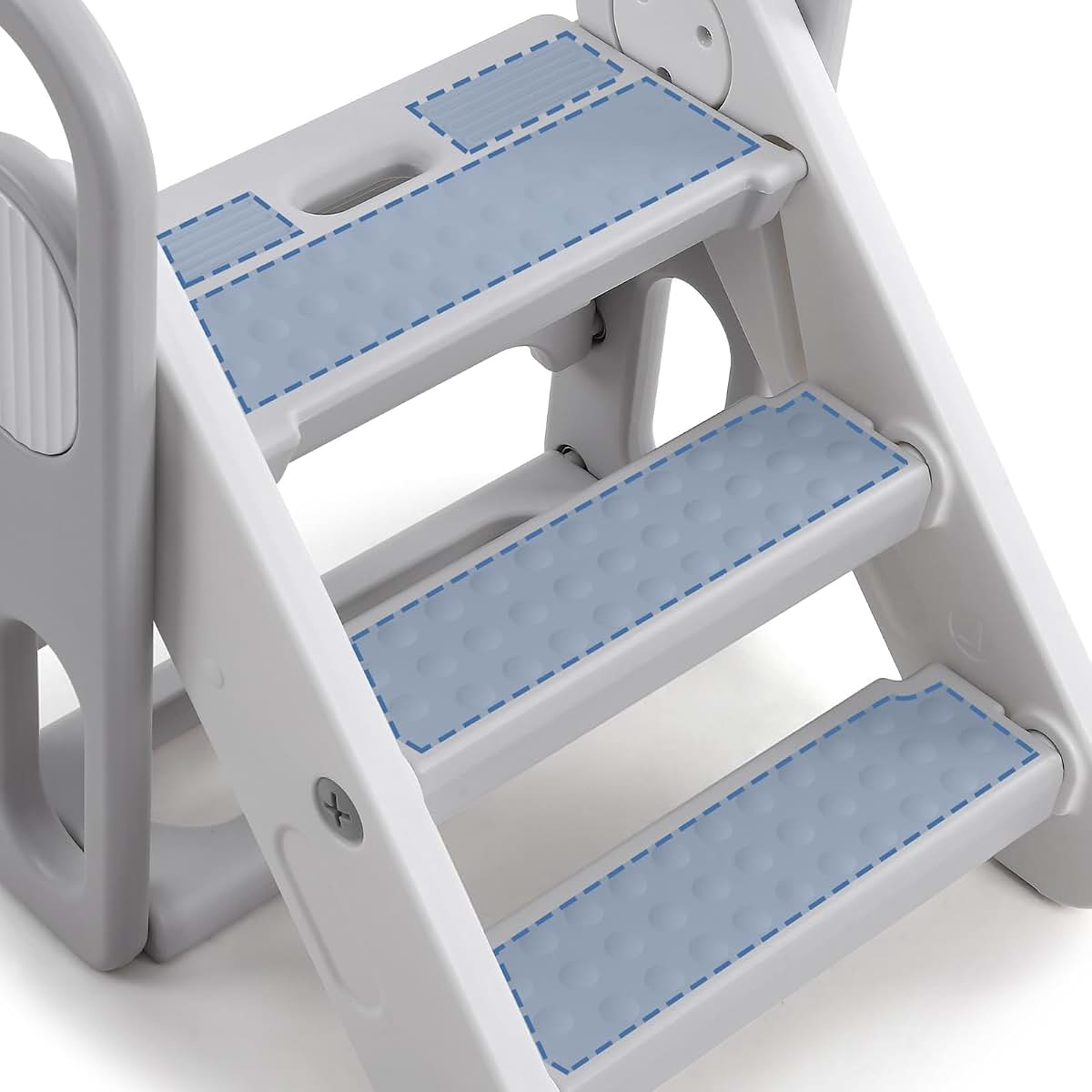 Takywep Foldable Toddler 3 Step Stool - Plastic Learning Helper, Adjustable 3 Steps Stool with Handles, Foldable with (photo 4)