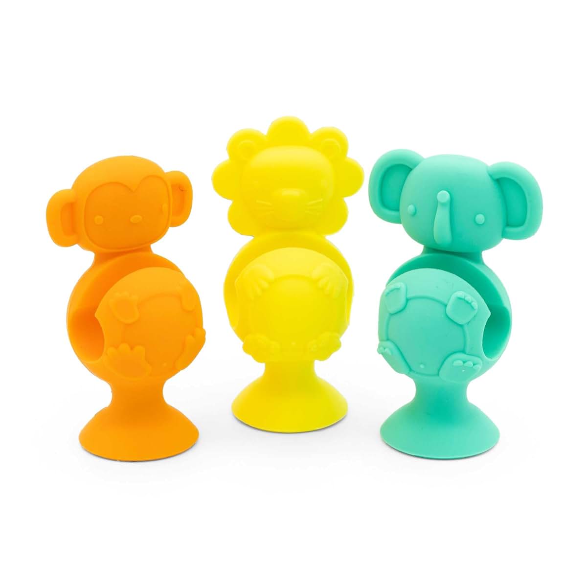 321 Grow Easy Learn Foodie Friends Silicone Spoon and Fork Holders - 3-Pack Animal Shapes Ages 12mo+