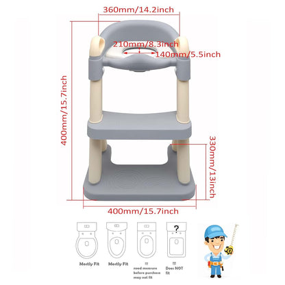 XKMT- Baby Grey Wider Step Toddler Potty Training Seat Ladder Toilet Chair Infant Kid Bathroom Trainer (photo 2)