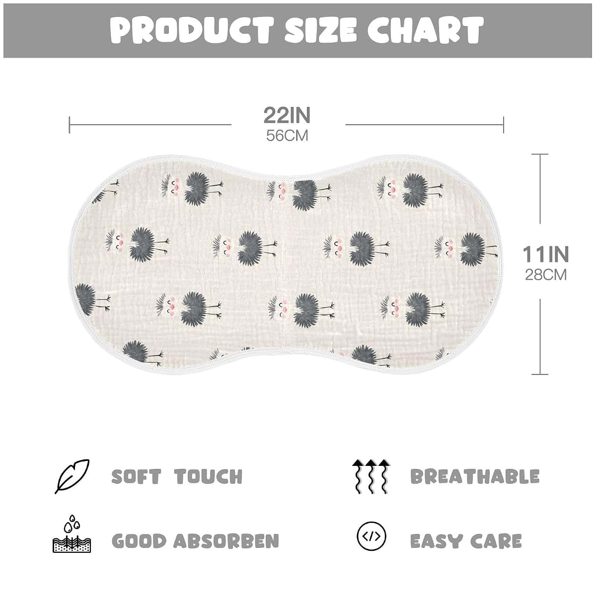 Decor Gift Cotton Burp Cloths With Figure-8 Shoulder Coverage (photo 4)