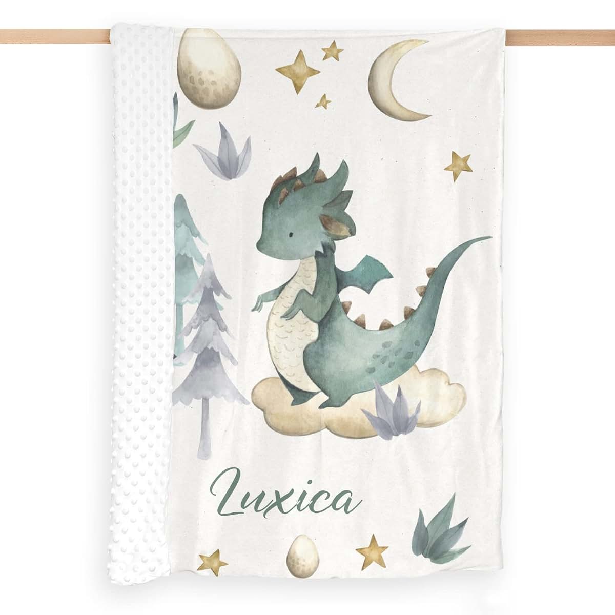 Nzoohy Green Dragon Eggs Personalized Baby Blanket (photo 3)