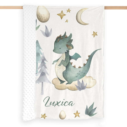 Nzoohy Green Dragon Eggs Personalized Baby Blanket (photo 3)