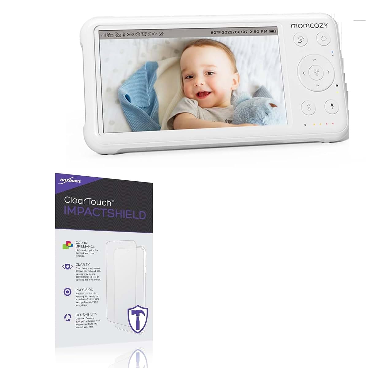 BoxWave ClearTouch ImpactShield Screen Protector for Momcozy Video Baby Monitor (5 in), 2-Pack