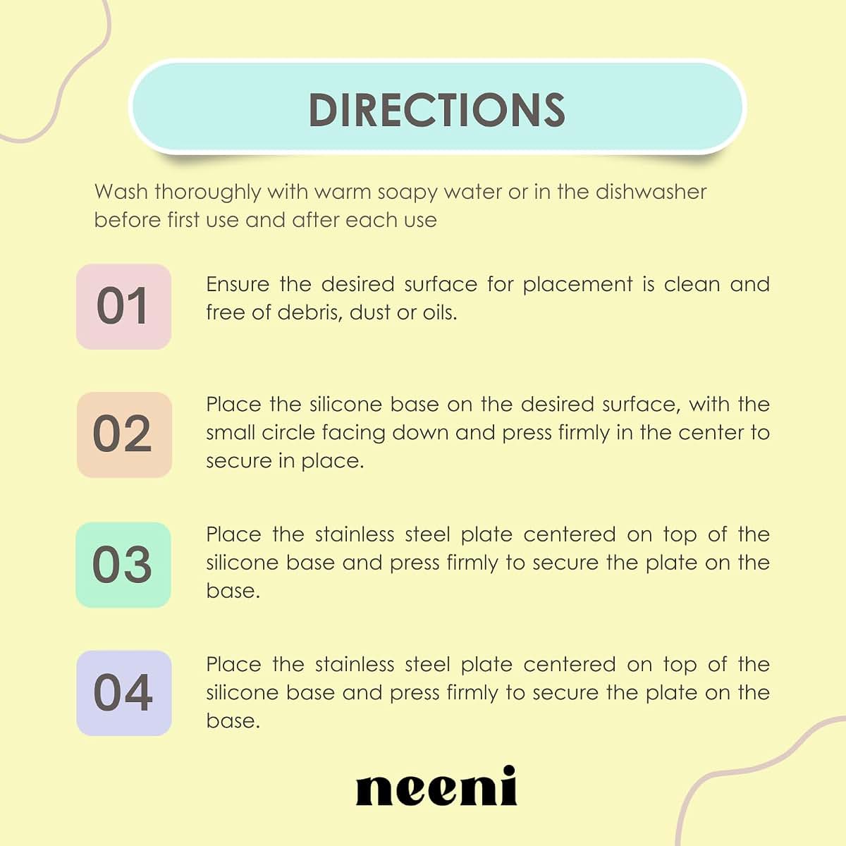Neeni 2-Pack Stainless Steel Kids Plate with Silicone Suction Base | Dishwasher Safe | For Toddler and Baby | Metal (photo 4)