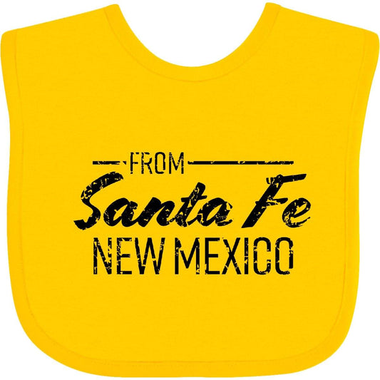 Baby Bib From Santa Fe New Mexico Distressed Black Text