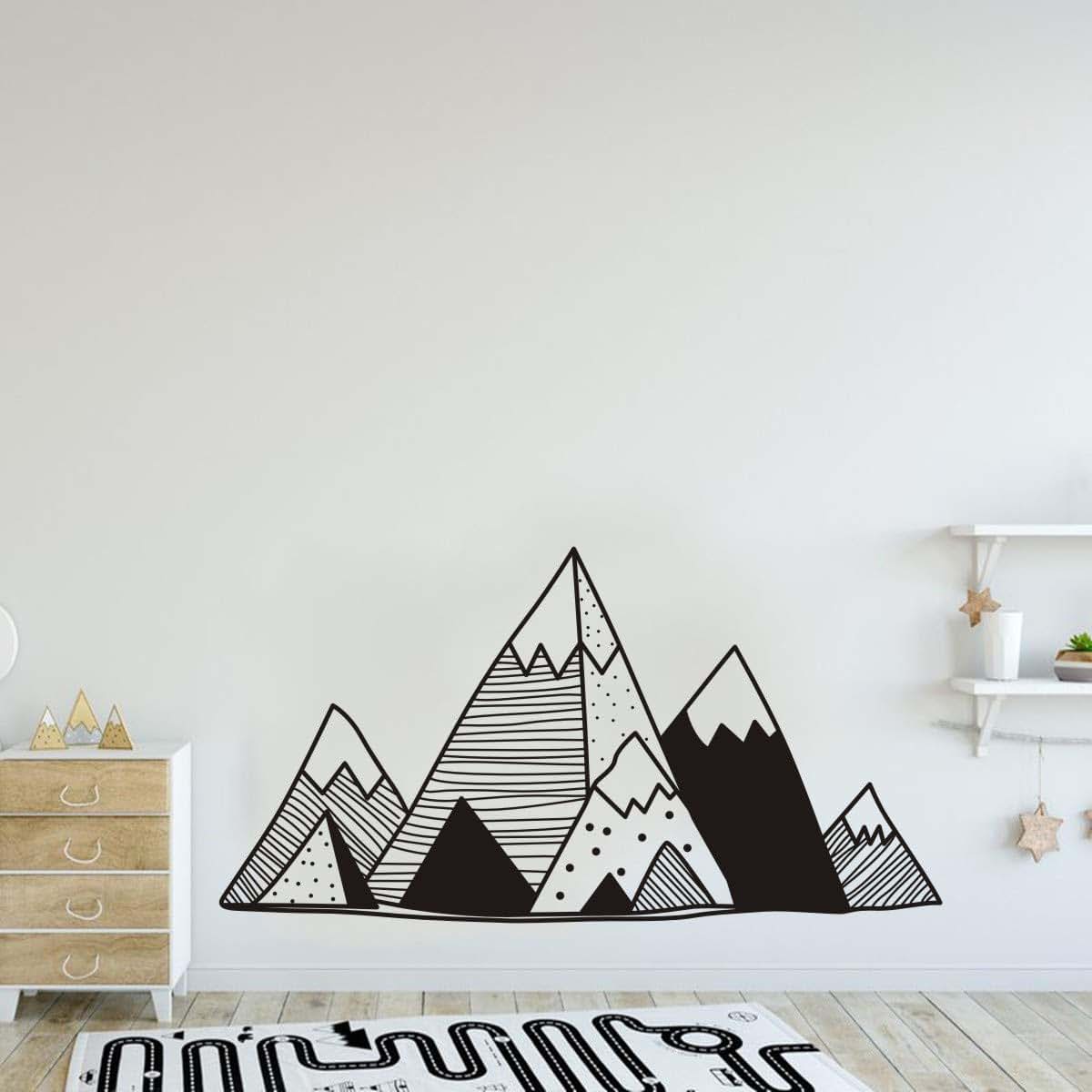 Juruoxin Mountains Geometric Vinyl Wall Sticker In Black
