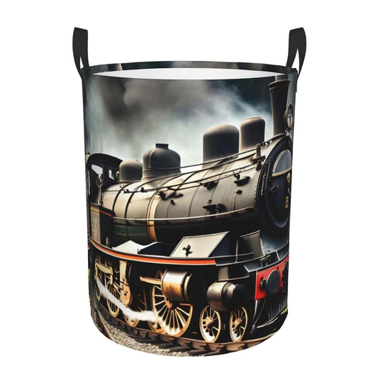 Zishak Steam Locomotive Train Circular Portable Storage Bin