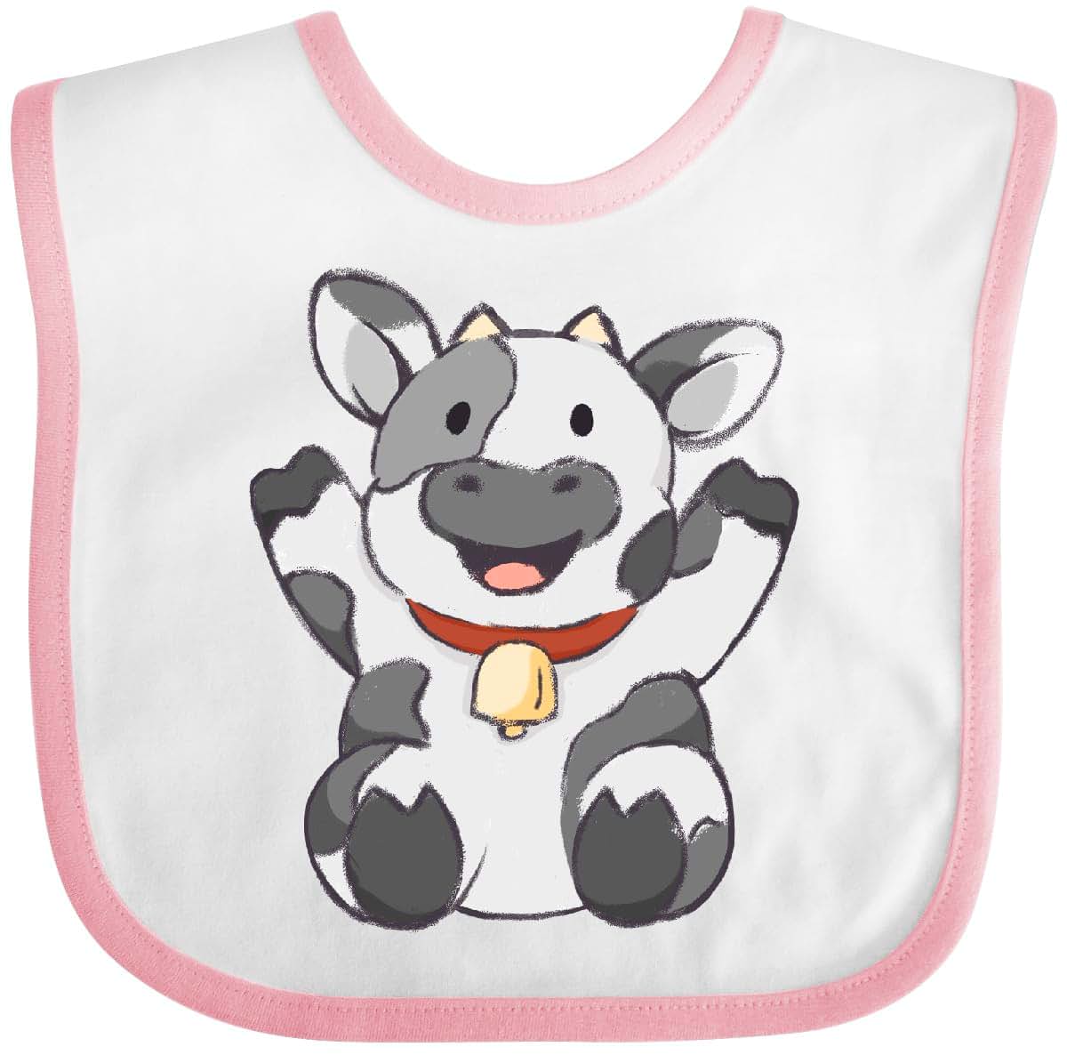 Inktastic Cute Cow Baby Bib with Hook and Loop Closure, Cotton