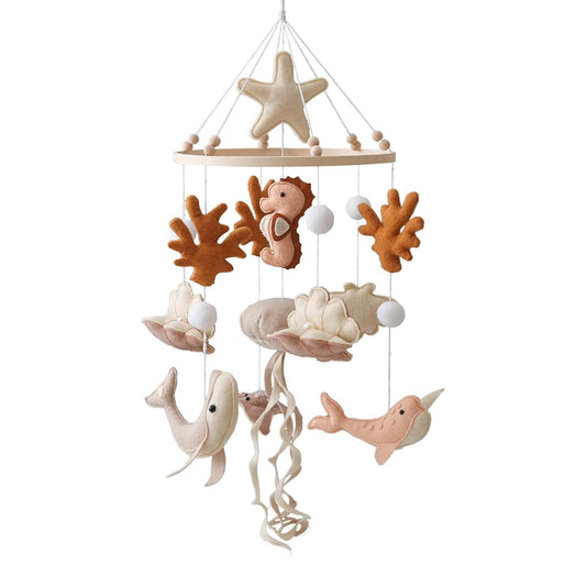 MHADBKH Crib Mobile, Ocean Nursery Ceiling Decor Handmade Gifts for Baby Shower | for nursery, crib, bassinet; neutral
