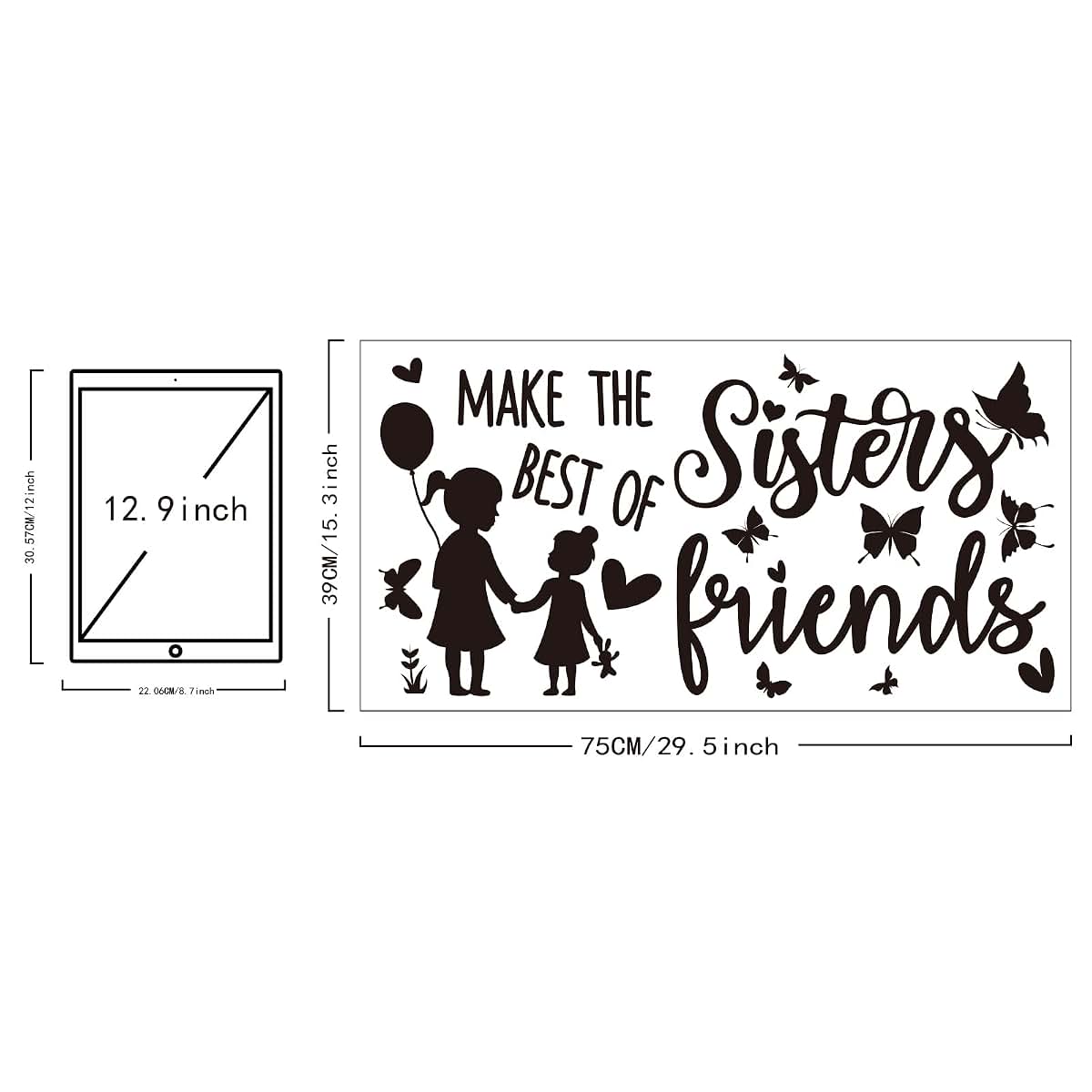 Superdant Sisters Make The Best Of Friends Wall Decals With Butterfly Decor