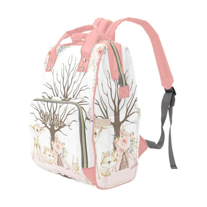 YallLocoMo Personalized Diaper Bag Backpack Name Girl Woodland Birthday Multifunction Travel Backpack Nappy Bag Daypack (photo 4)