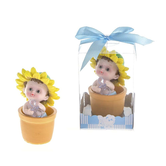 Lunaura Baby Keepsake Set of 12 Boy Baby with Pacifier Flower Pot Favors - Blue