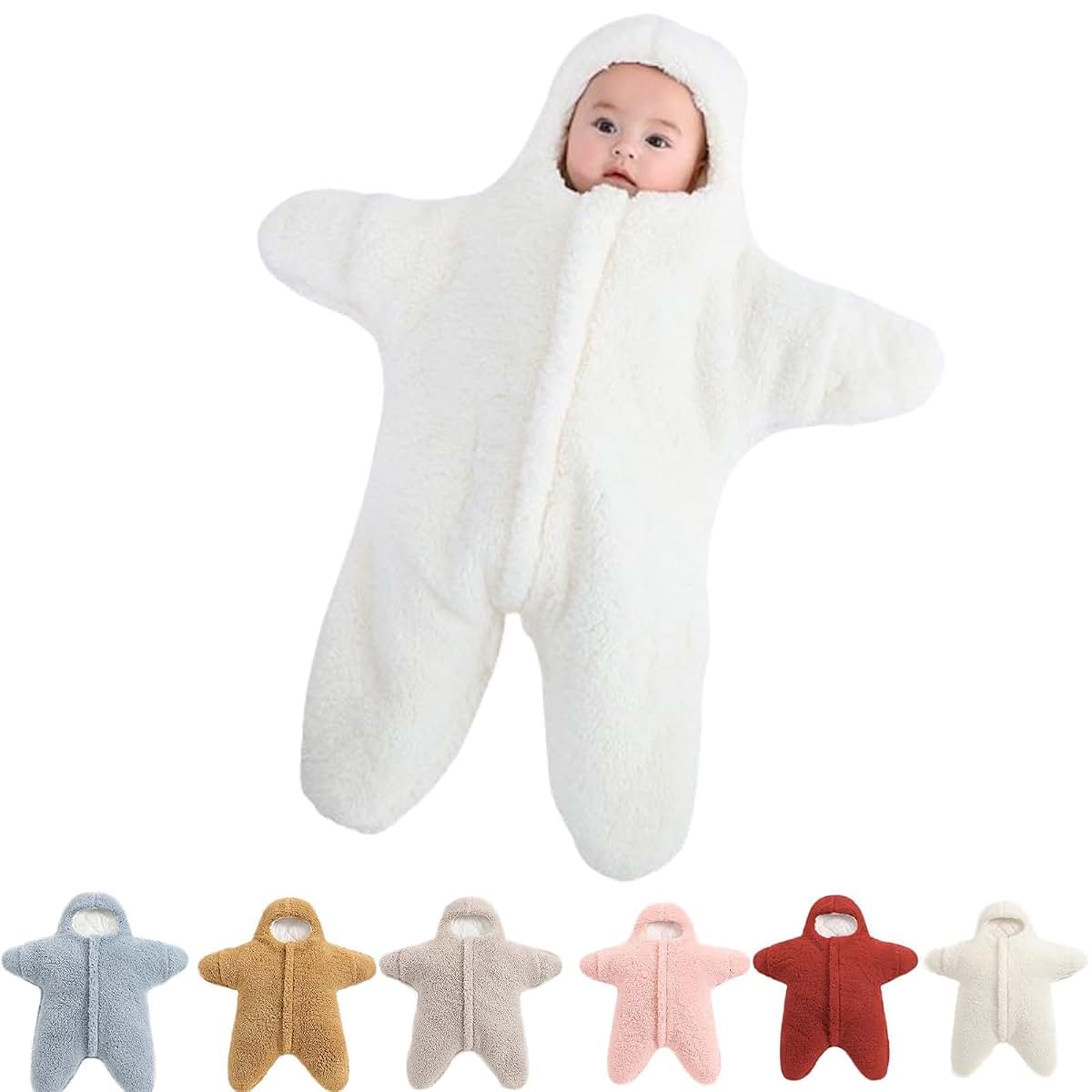 Zureto Baby Starfish Onesie Thick Fleece Wearable Sleeping Bag for Newborns