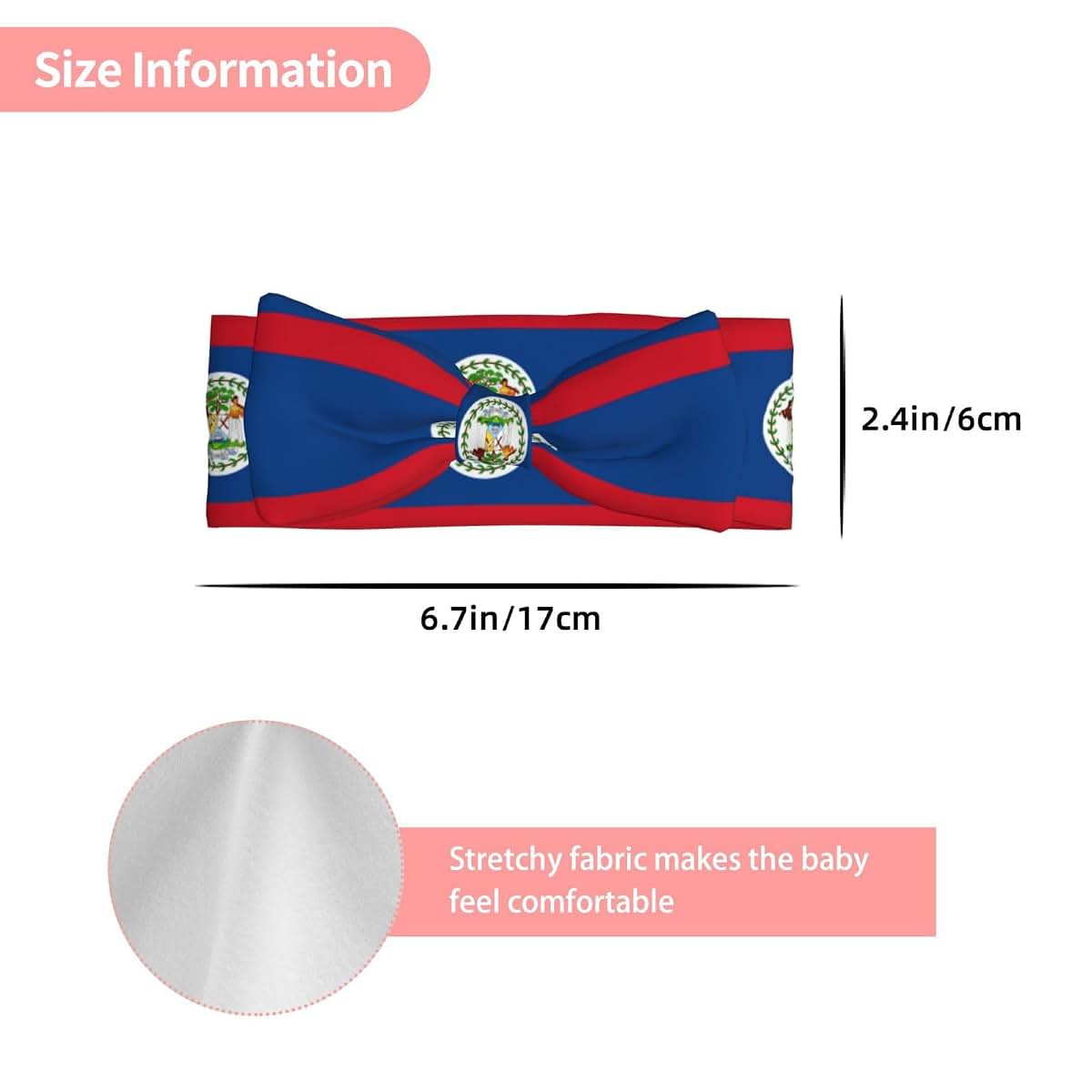 WXZYFP Belize Flag Baby Bow Headband For Newborns (photo 3)