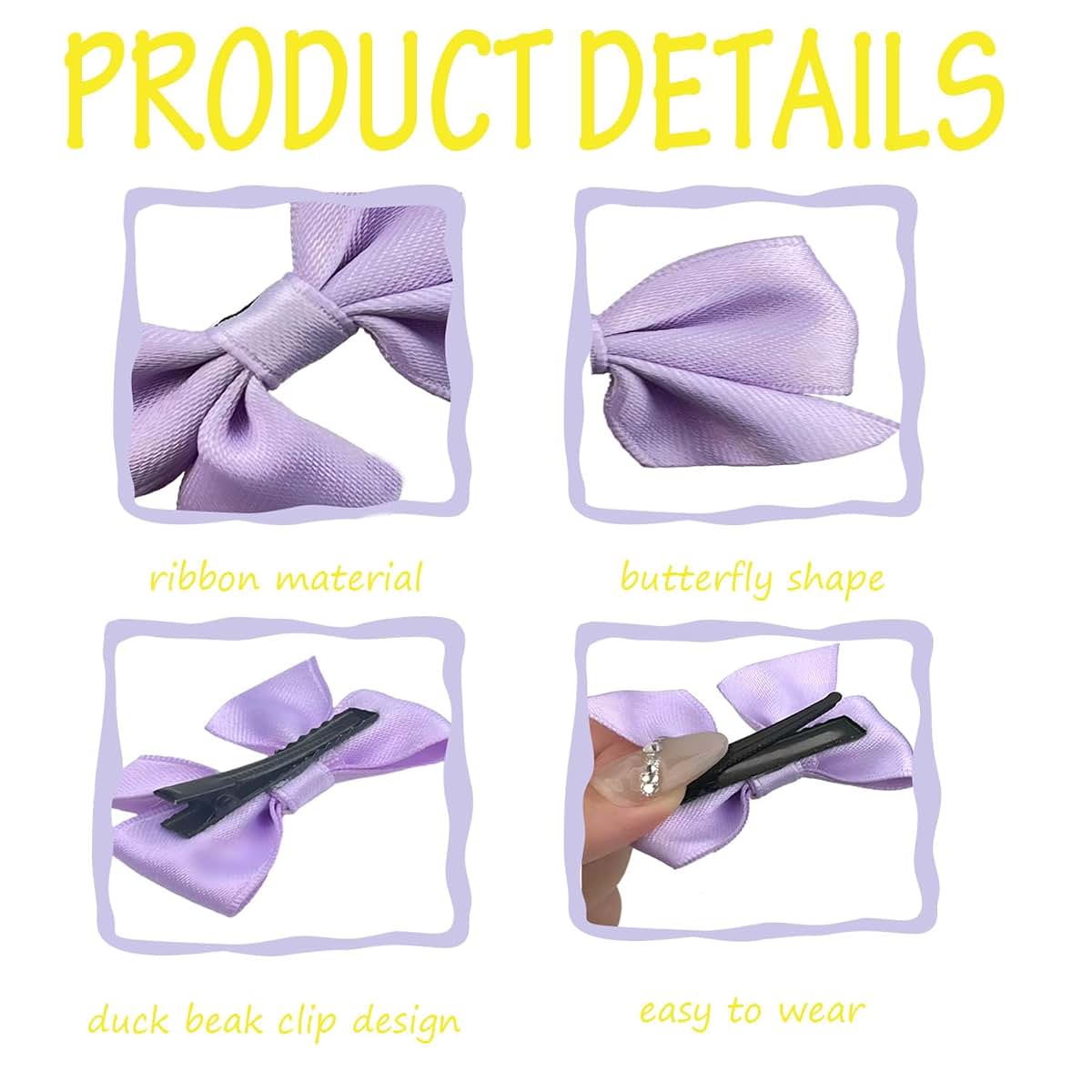 Sevenhead Purple Bow Hair Clips 1 Pair