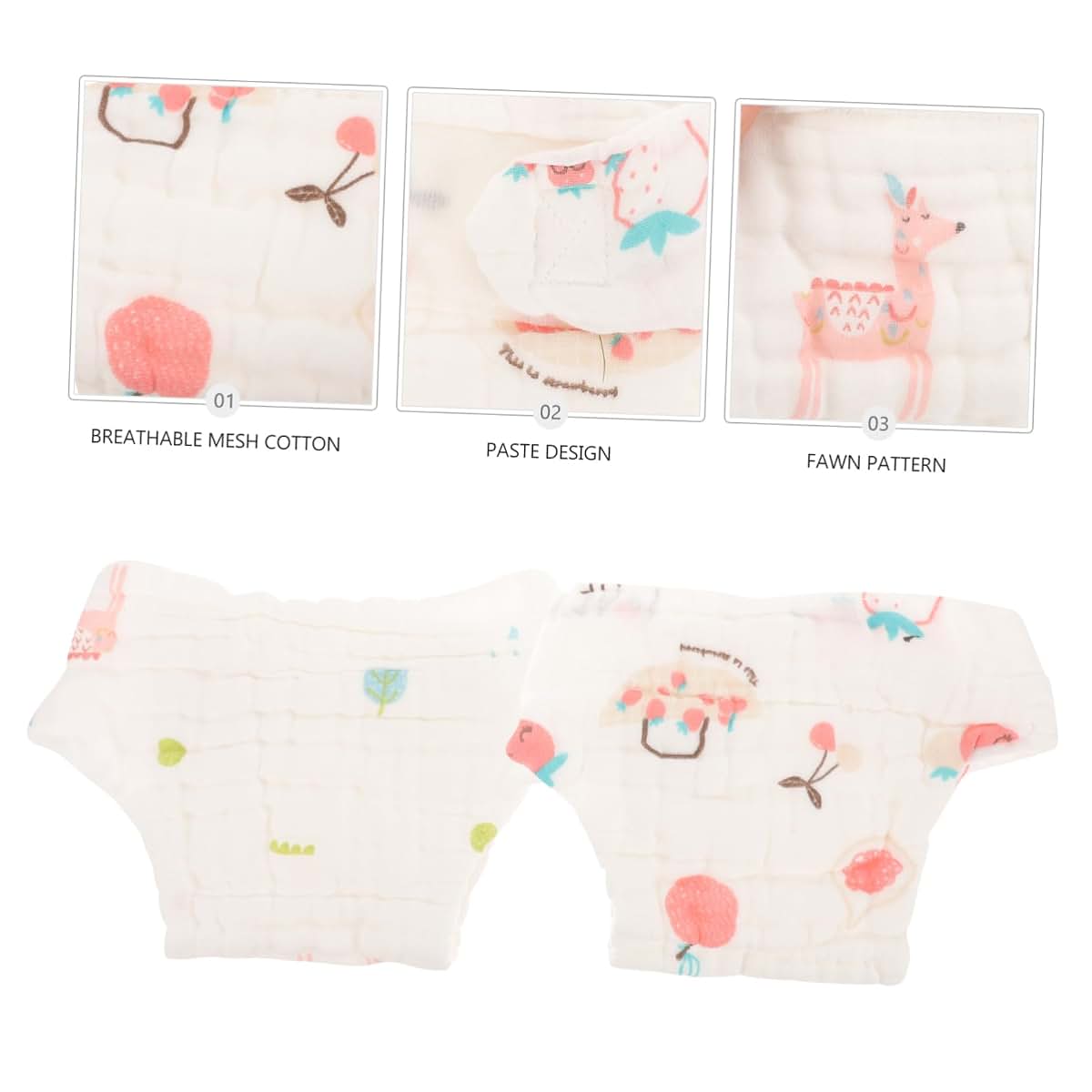 BabyOneStop Cotton Gauze Reusable Baby Diaper Pants, 2-Pack for Newborn
